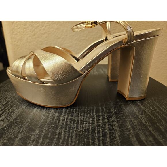New! Schutz KEEFA Metallic Gold Leather Platform Sandal Size 8B $158 - Picture 10 of 16